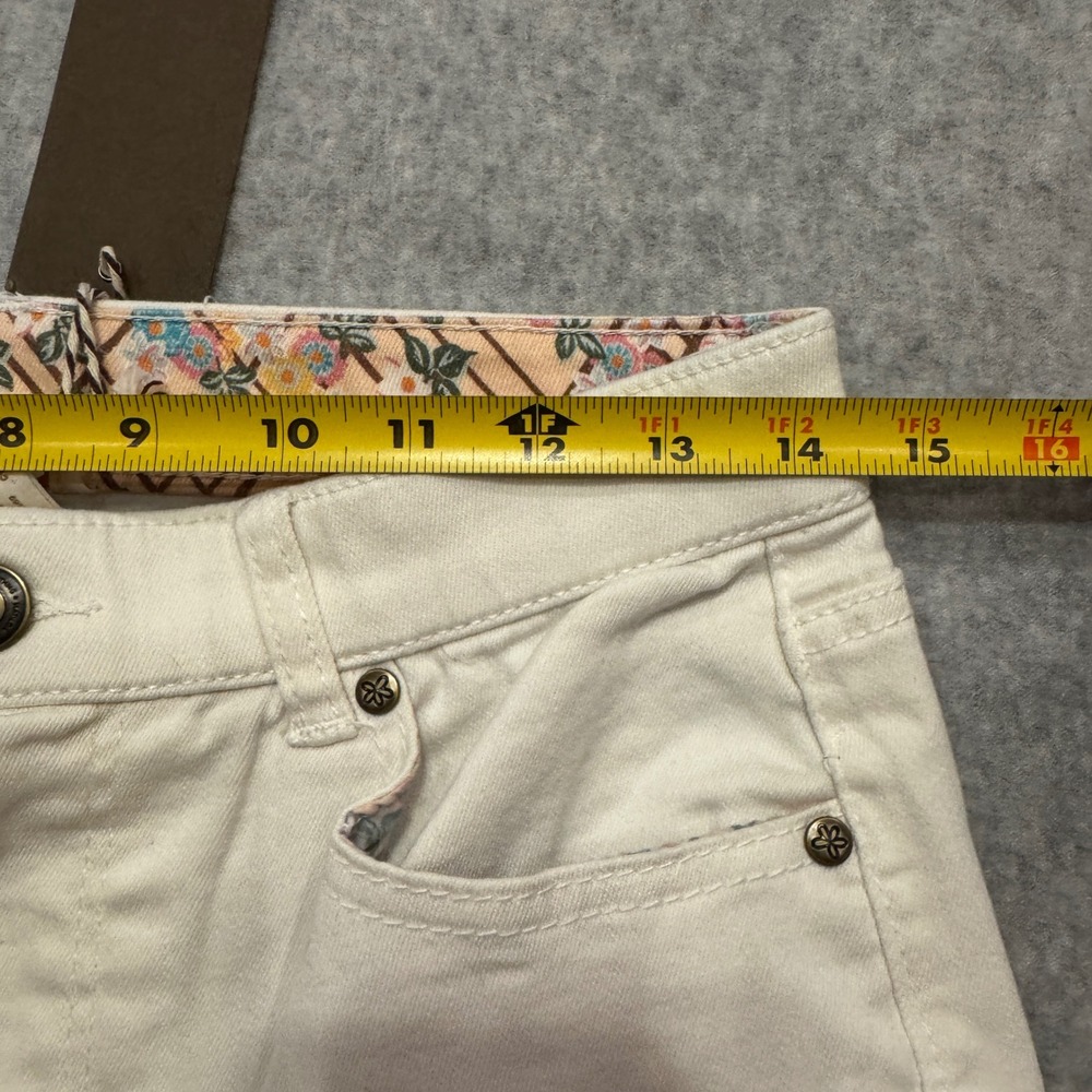 NWT Matilda Jane Womens White Floral Cuffed Denim Jeans Size 8 Straight Leg - Picture 4 of 12